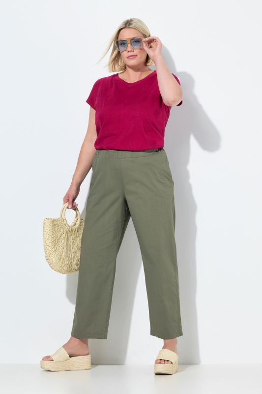 Pantalon chino Ruby 7/8 - taille élastique, jambe droite et large