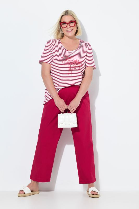 Pantalon chino Ruby 7/8 - taille élastique, jambe droite et large