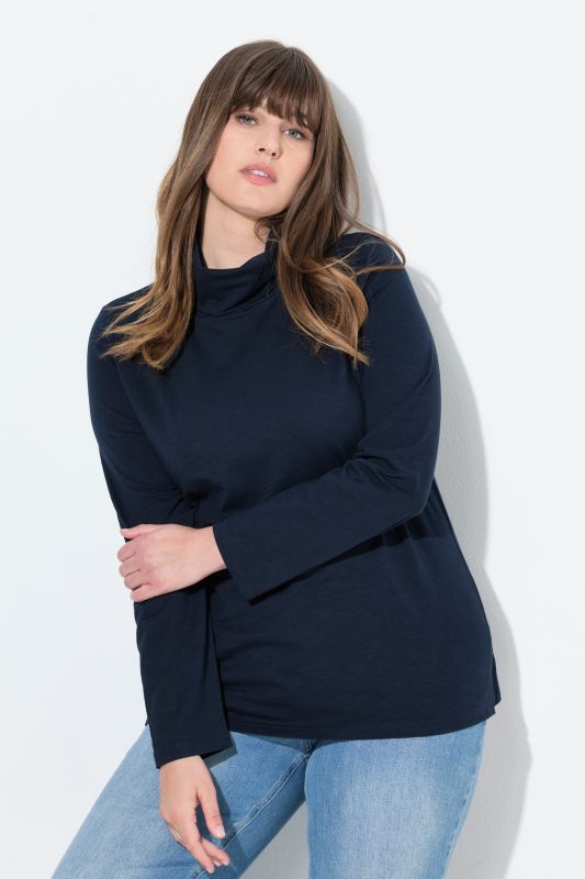 T-shirt en coton bio, manches longues et col roulé - coupe Slim