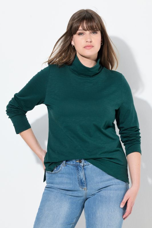 T-shirt en coton bio, manches longues et col roulé - coupe Slim