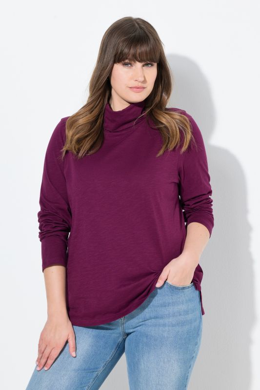 T-shirt en coton bio, manches longues et col roulé - coupe Slim