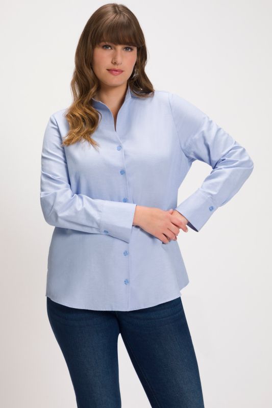Chemise en tissu Oxford, col calice et manches longues