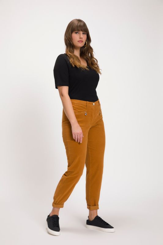 Pantalon en velours côtelé Mony, taille confortable, poches zippées
