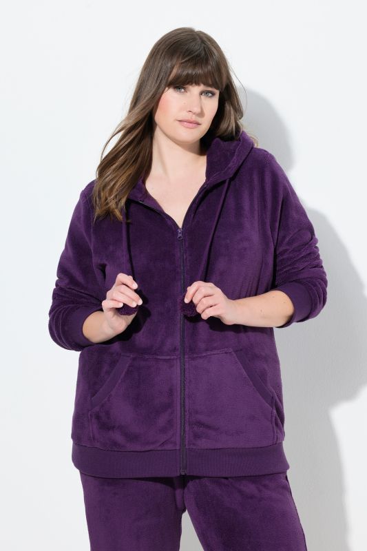 Veste homewear, peluche, capuche, poches kangourou