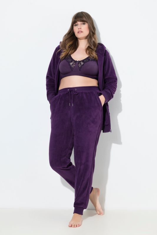 Pantalon homewear, peluche, ceinture élastique, cordon