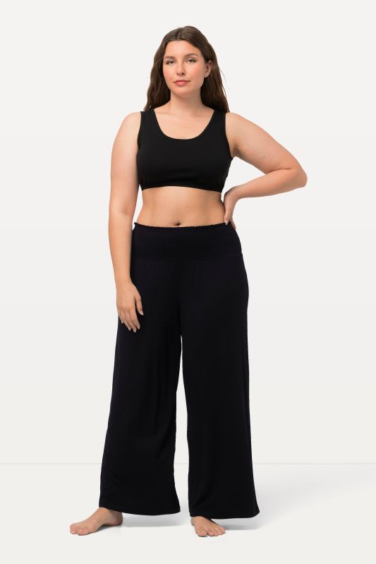 Pantalon Marlene. Jambe large et taille élastique