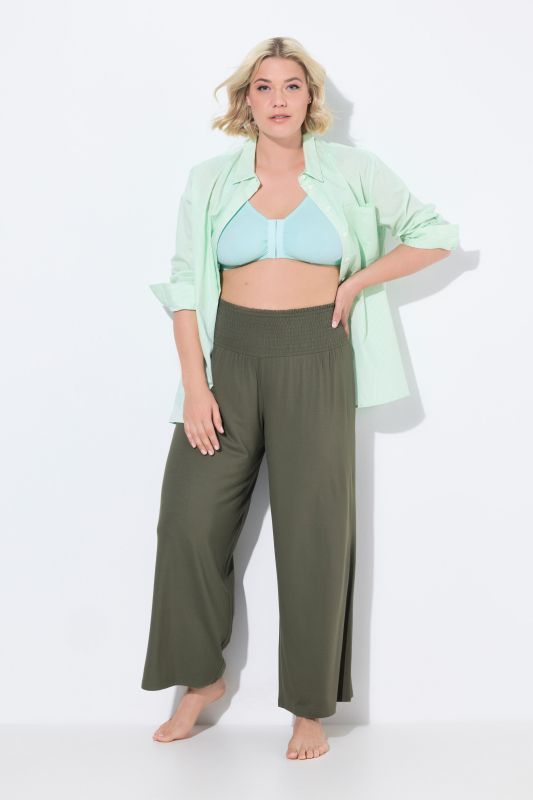 Pantalon Marlene. Jambe large et taille élastique