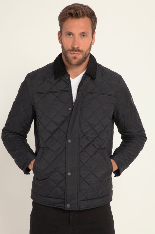 Blouson matelassé, col en velours côtelé et fermeture à glissière