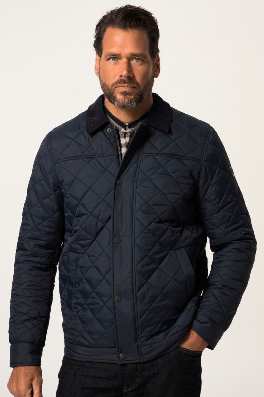Blouson matelassé, col en velours côtelé et fermeture à glissière
