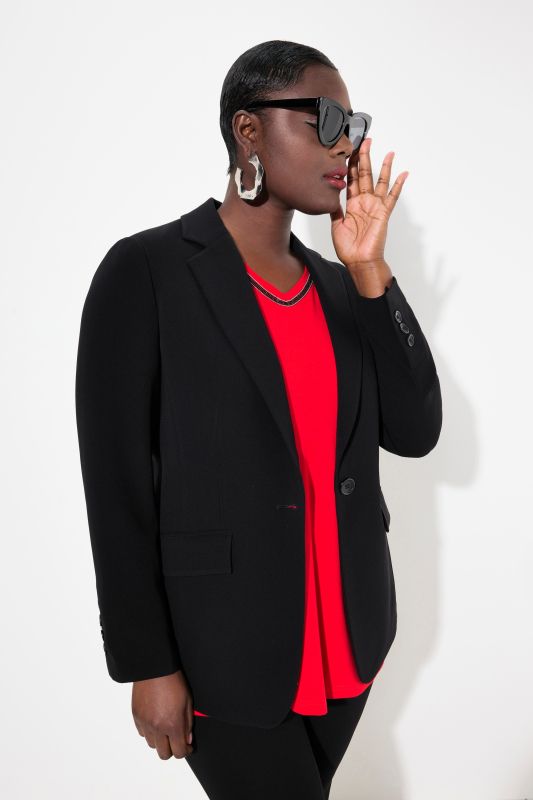 Blazer en acétate, col à revers et fermeture 1 bouton