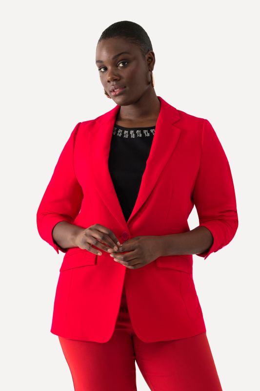 Blazer en acétate, col à revers et fermeture 1 bouton