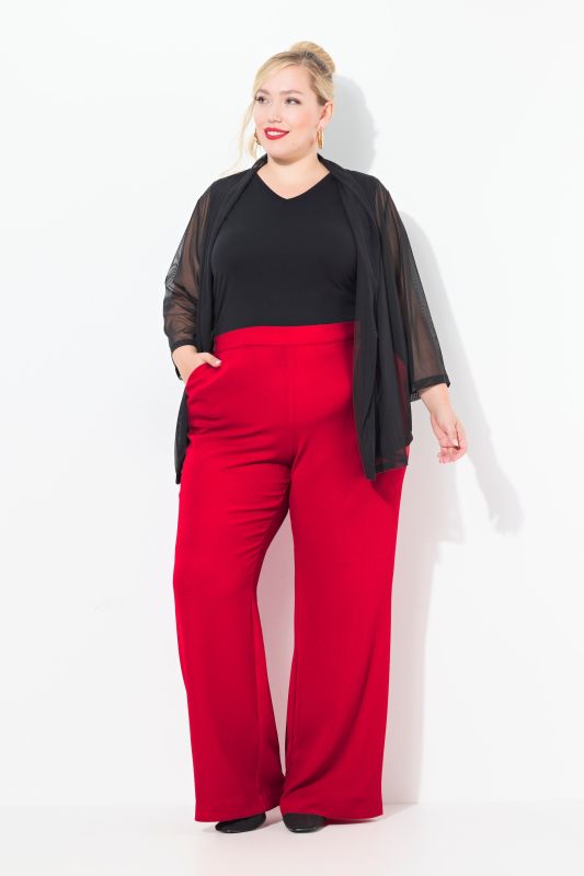 Pantalon de tailleur à jambe droite et large, taille élastique