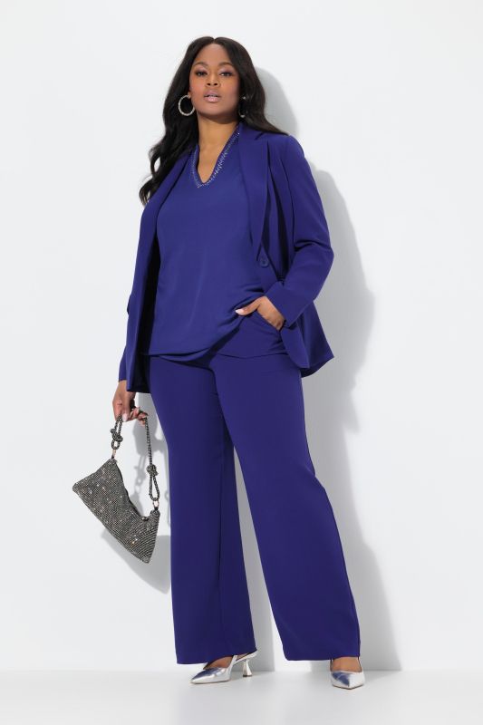 Pantalon de tailleur à jambe droite et large, taille élastique