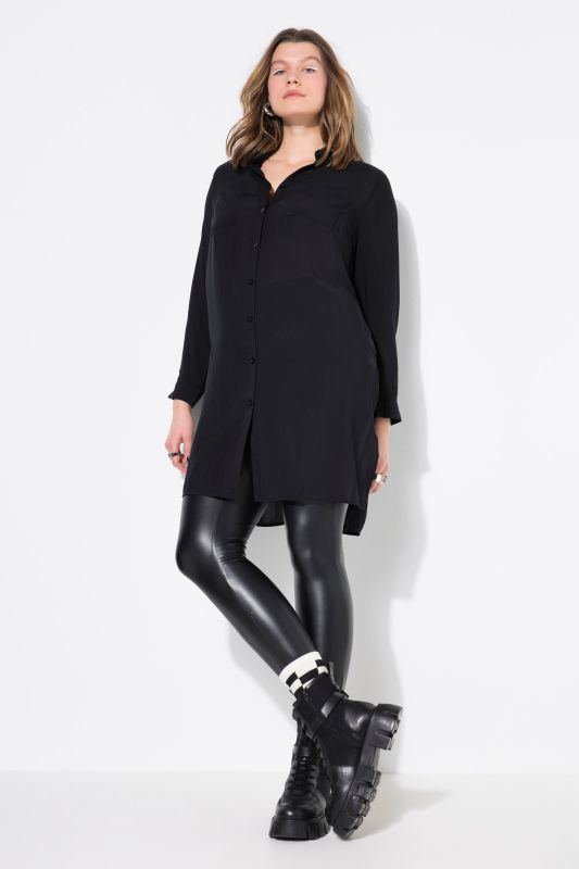 Chemise longue  coupe Boxy en modal. Col de chemise et manches longues. Premium