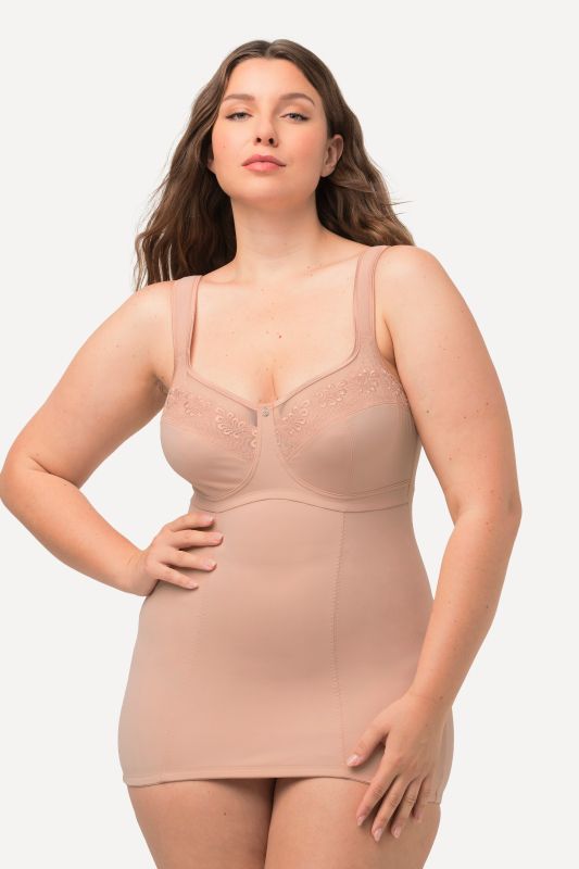 Haut sculptant, broderies et Powermesh, bretelles ajustables