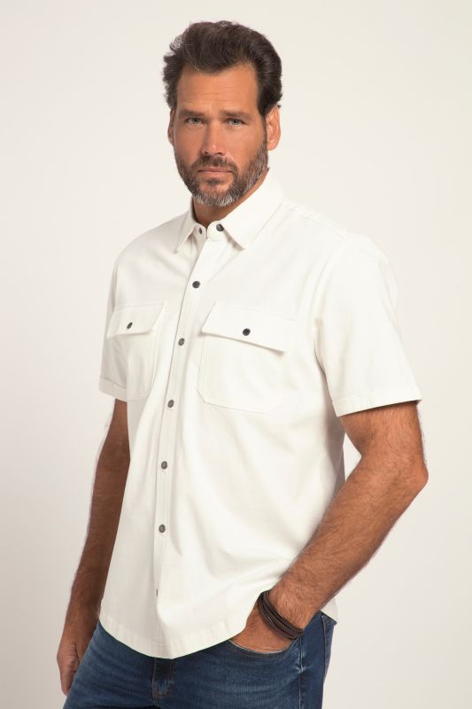 Chemise en jersey à manches courtes, col Kent et coupe Modern Fit