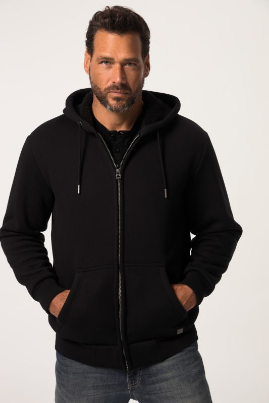 Veste à capuche JP 1880, collection Outdoor, fermeture zippée, modèle en molleton avec doublure en polaire bouclée - jusqu'au 8 XL