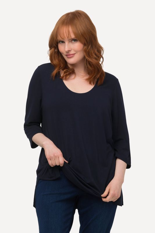 T-shirt manches 3/4, décolleté rond et profond