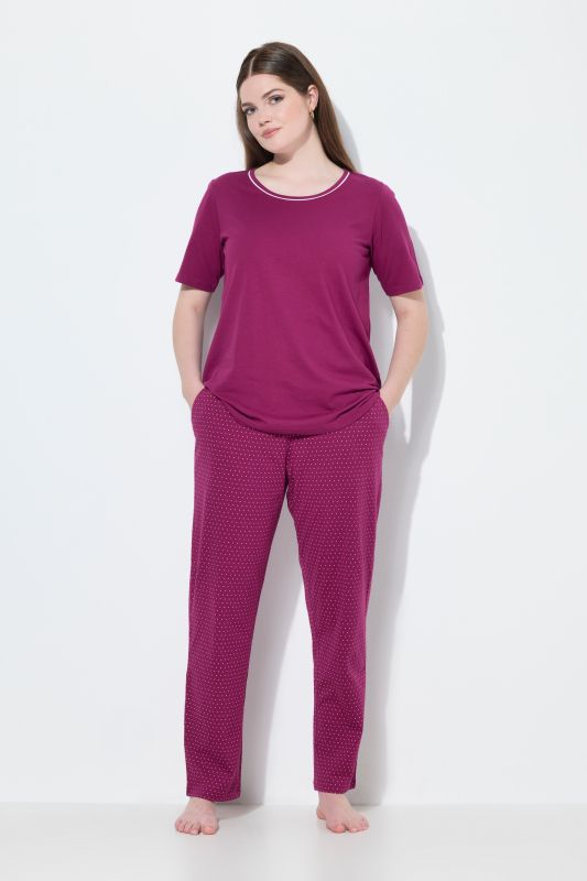 Pyjama deux pièces, pantalons à pois & T-shirt manches courtes