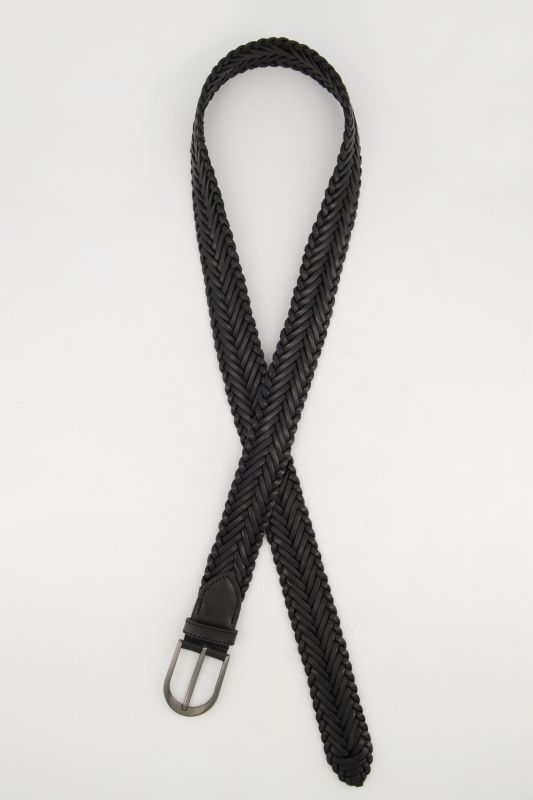 Ceinture en cuir tressé, boucle métallique