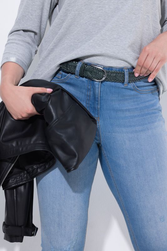 Ceinture en cuir tressé, boucle métallique