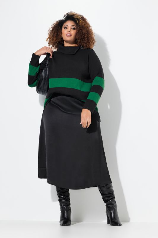 Jupe midi en satin, silhouette en A et ceinture confortable