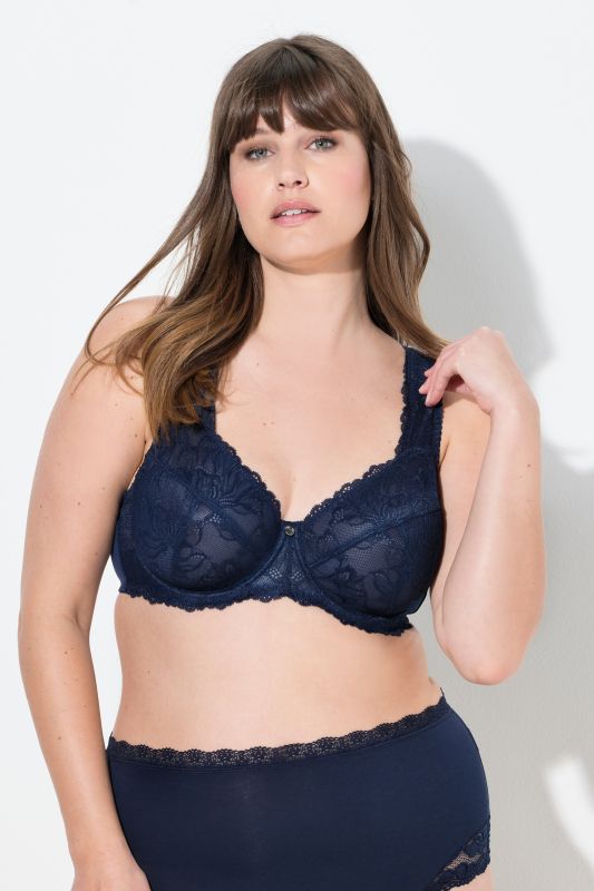 Soutien-gorge avec dentelle, armatures et bretelles larges - bonnets B-F