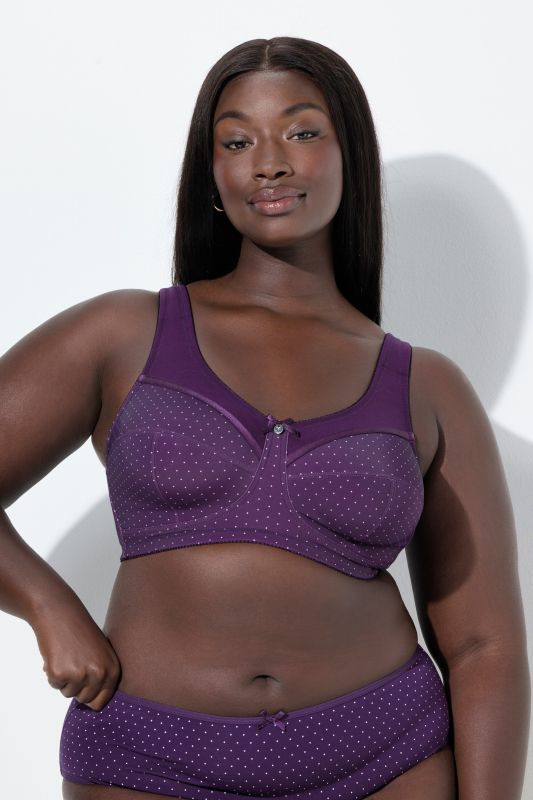 Soutien-gorge de maintien, sans armatures. Imprimé à pois. Bonnet C-F.