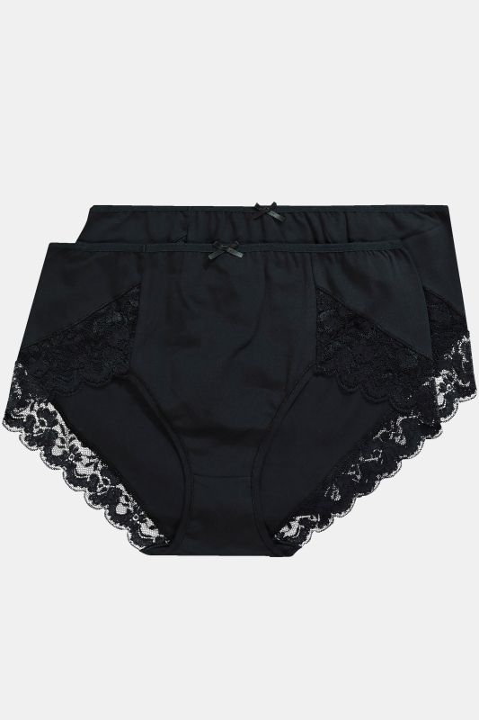 Culottes hautes avec dentelle, lot de 2