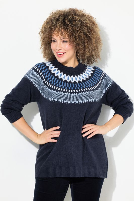 Pull norvégien à col rond et manches longues, tricot fin et doux
