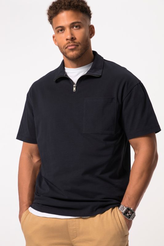 Polo STHUGE à manches courtes et fermeture zippée. Jusqu'au 8XL.