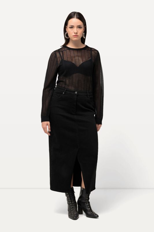 Jupe midi en jean avec fente et taille confortable