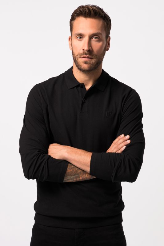 Polo JP 1880 ventre confort, coupe Basic, manches longues et tissu piqué - du XXL au 8&nbsp