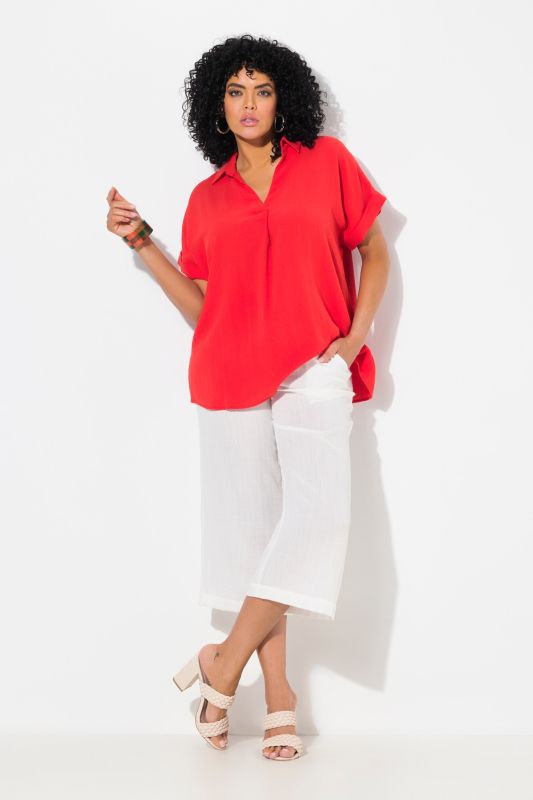 Jupe-culotte à taille élastique. Jambe large, longueur mollet
