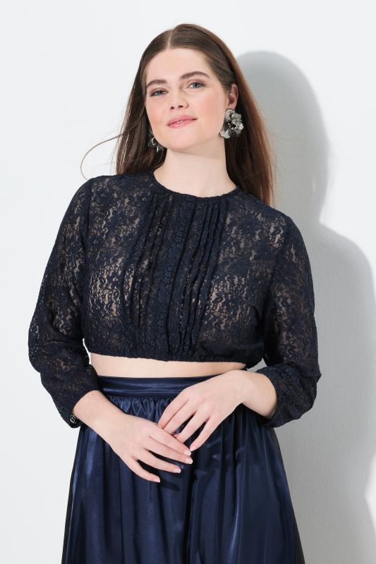 Chemisier traditionnel Dirndl. Dentelle élastique. Col rond et manches 3/4