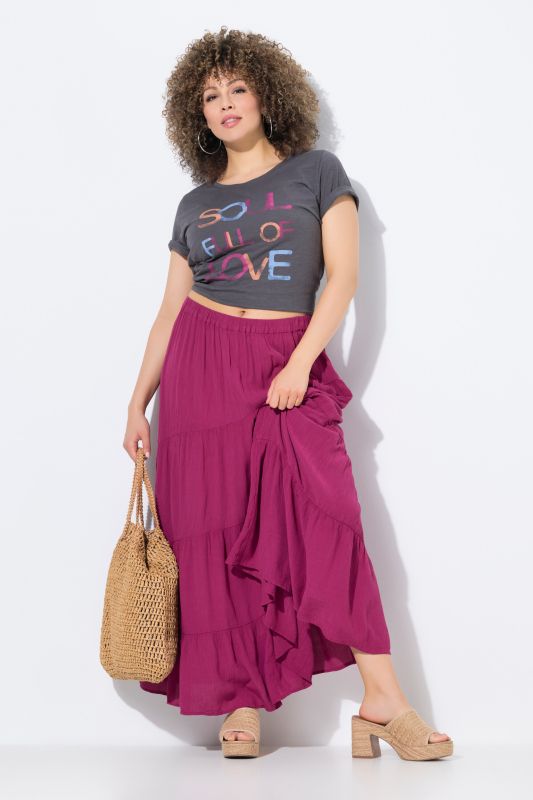 Jupe maxi avec coutures en biais, taille élastique et coupe évasée
