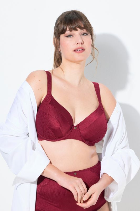 Soutien-gorge en satin et dentelle, armatures et coques souples - bonnet B-F