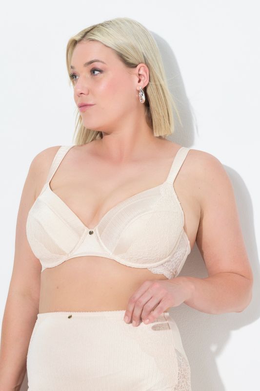 Soutien-gorge en satin et dentelle, armatures et coques souples - bonnet B-F