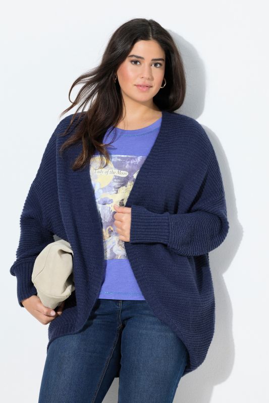 Cardigan coupe ouverte, laine mélangée, silhouette en O (Egg-Shape)