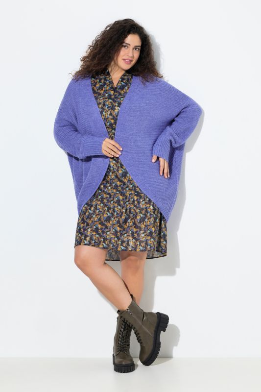 Cardigan coupe ouverte, laine mélangée, silhouette en O (Egg-Shape)