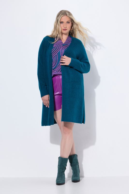 Cardigan long, coupe ouverte et encolure V