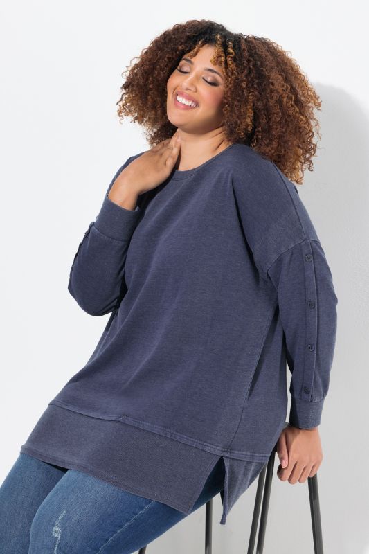 Sweat-shirt oversize, col rond et manches longues, effet de superposition