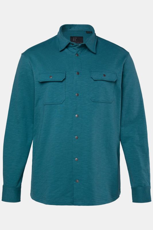 Chemise en jersey JP 1880, manches longues et col Kent, coupe Modern Fit - jusqu'au 8&nbsp