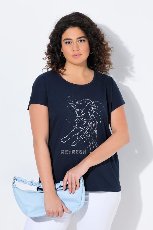 T-shirt oversize à imprimé animal métallisé, col rond et manches courtes