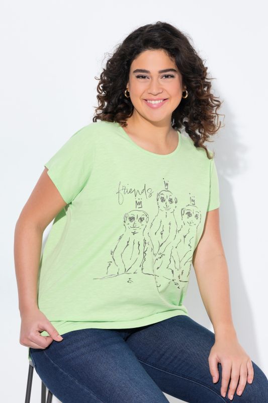 T-shirt oversize à imprimé animal métallisé, col rond et manches courtes