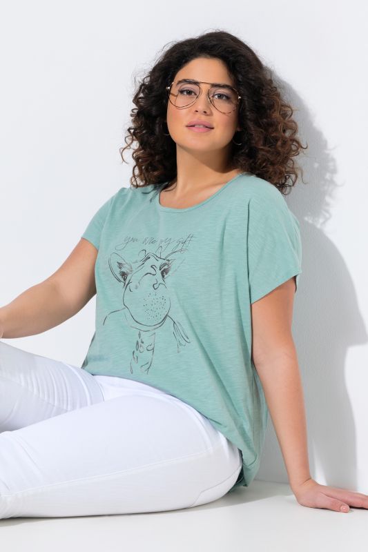 T-shirt oversize à imprimé animal métallisé, col rond et manches courtes