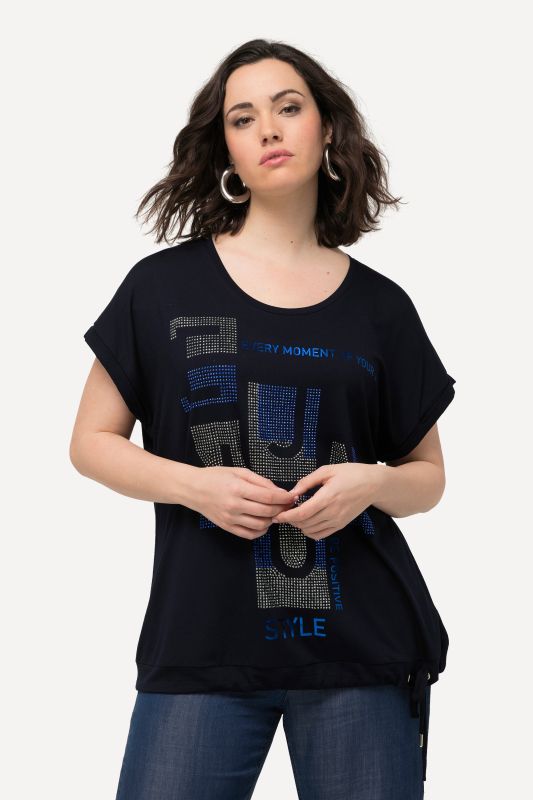 T-shirt oversize à col rond et manches courtes, cordon coulissant