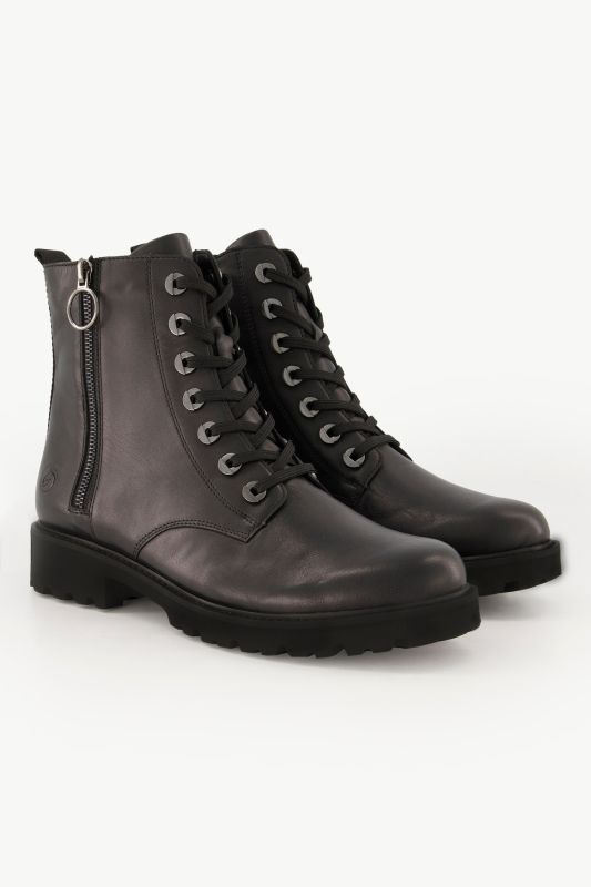 Bottines en cuir Remonte, esprit motard, fermeture zippée - largeur G