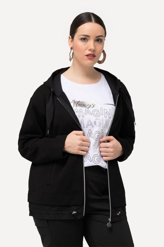 Veste à capuche, cordon de serrage et ourlet double