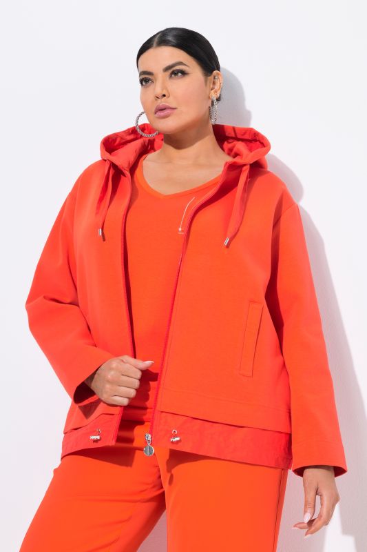 Veste à capuche, cordon de serrage et ourlet double